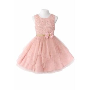 Jona Michelle Dress Girls Sz 7 Pink Tulle‎ Party Easter Dress Sequin Bodice Bow